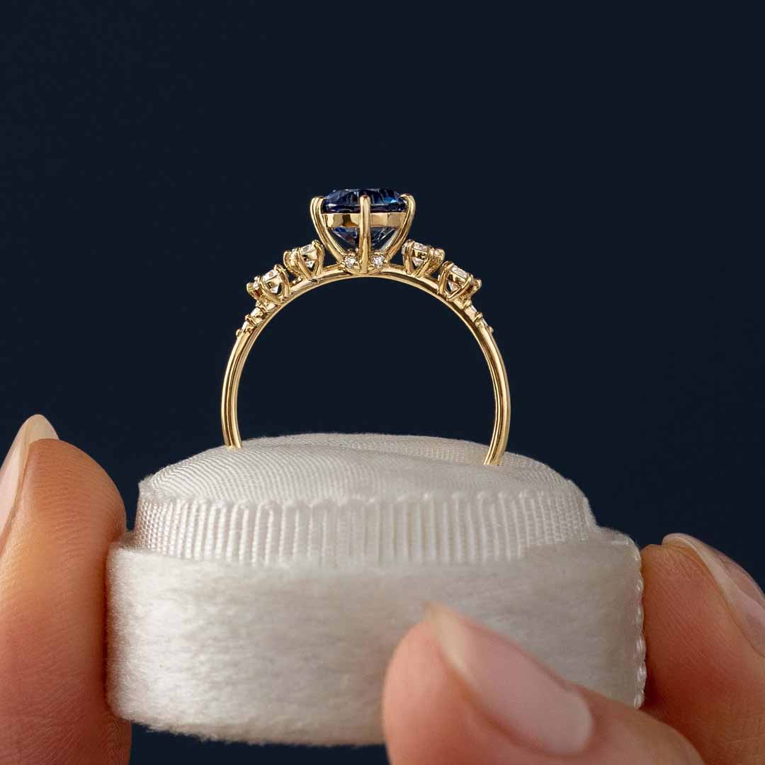 6*6mm Round Cut Sona Simulated Diamonds Engagement Rings In Sterling Silver