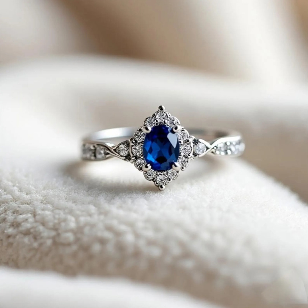 6*8mm Oval Cut Sona Simulated Diamonds Engagement Rings In Sterling Silver