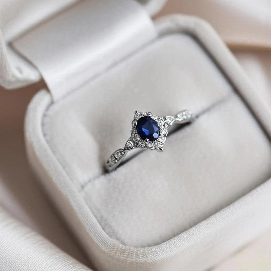 6*8mm Oval Cut Sona Simulated Diamonds Engagement Rings In Sterling Silver