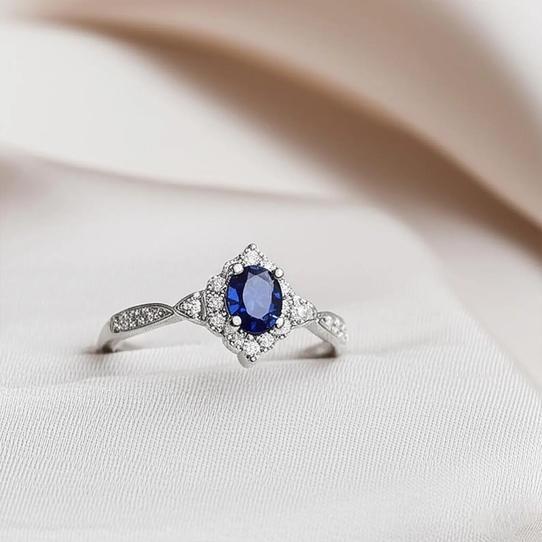 6*8mm Oval Cut Sona Simulated Diamonds Engagement Rings In Sterling Silver