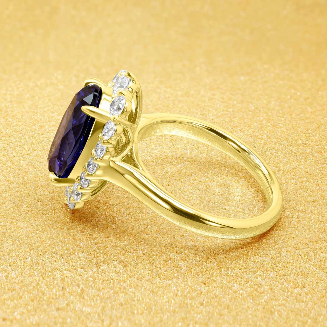9*12mm Oval Cut Sona Simulated Diamonds Engagement Rings In Sterling Silver