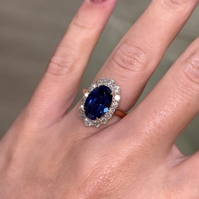 9*12mm Oval Cut Sona Simulated Diamonds Engagement Rings In Sterling Silver