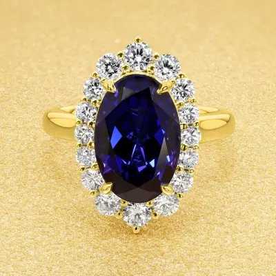 9*12mm Oval Cut Sona Simulated Diamonds Engagement Rings In Sterling Silver