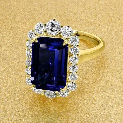 9*12mm Radiant Cut Sona Simulated Diamonds Engagement Rings In Sterling Silver