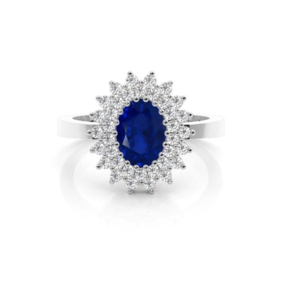 6*8mm Oval Cut Sona Simulated Diamonds Engagement Rings In Sterling Silver