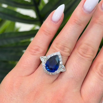 10*14mm Princess Cut Sona Simulated Diamonds Engagement Rings In Sterling Silver