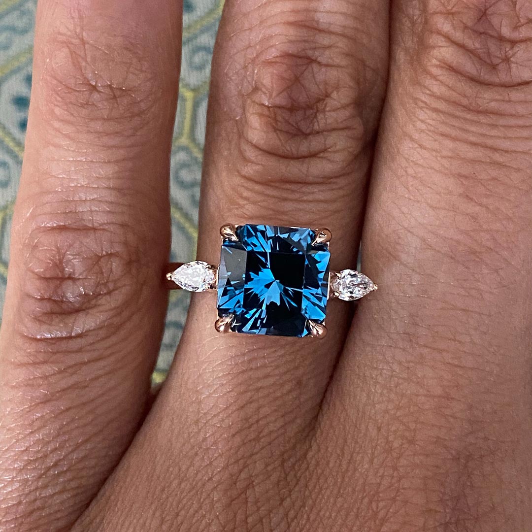 10*10mm Emerald Cut Sona Simulated Diamonds Engagement Rings In Sterling Silver