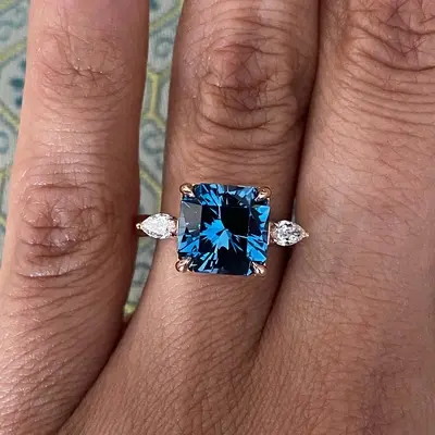 10*10mm Emerald Cut Sona Simulated Diamonds Engagement Rings In Sterling Silver