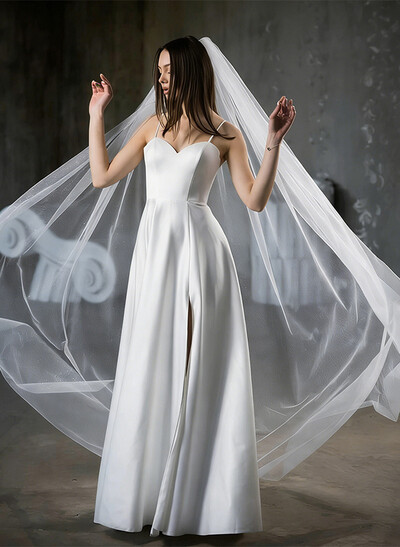 Cut Edge One-Tier Tulle Waltz Bridal Veils