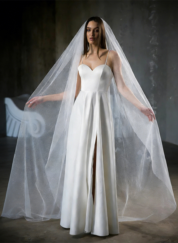 Cut Edge One-Tier Tulle Waltz Bridal Veils
