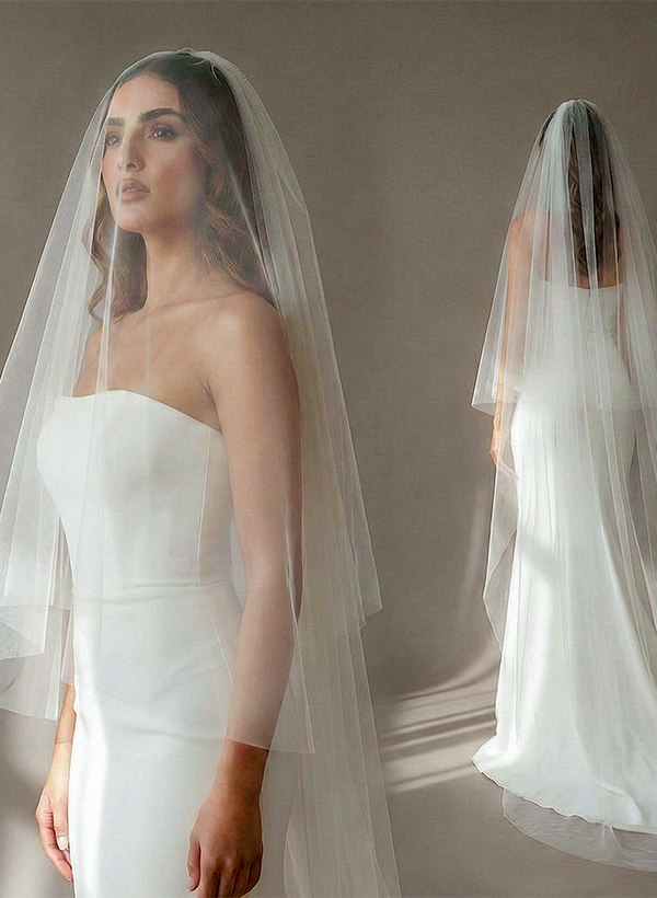Cut Edge One-Tier Tulle Chapel Bridal Veils