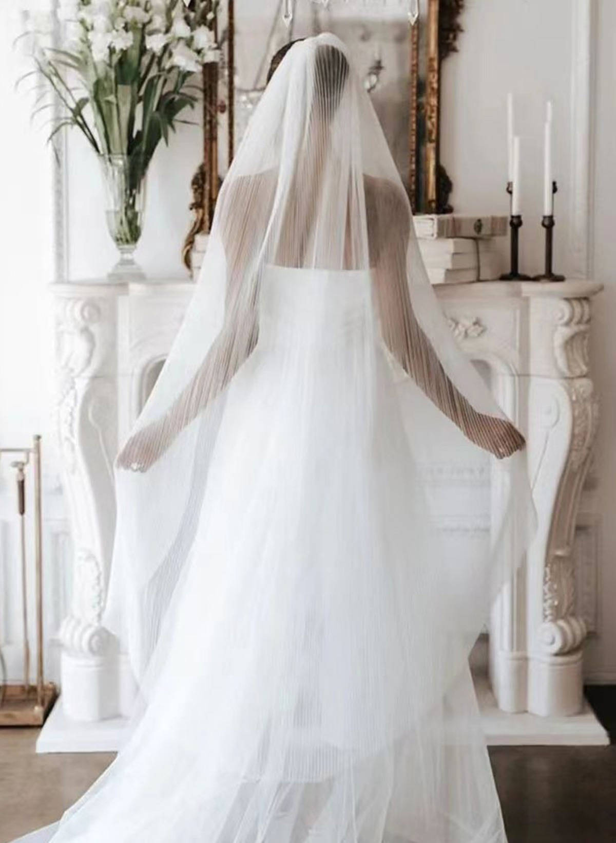 Cut Edge Simple One-Tier Tulle Waltz Bridal Veils