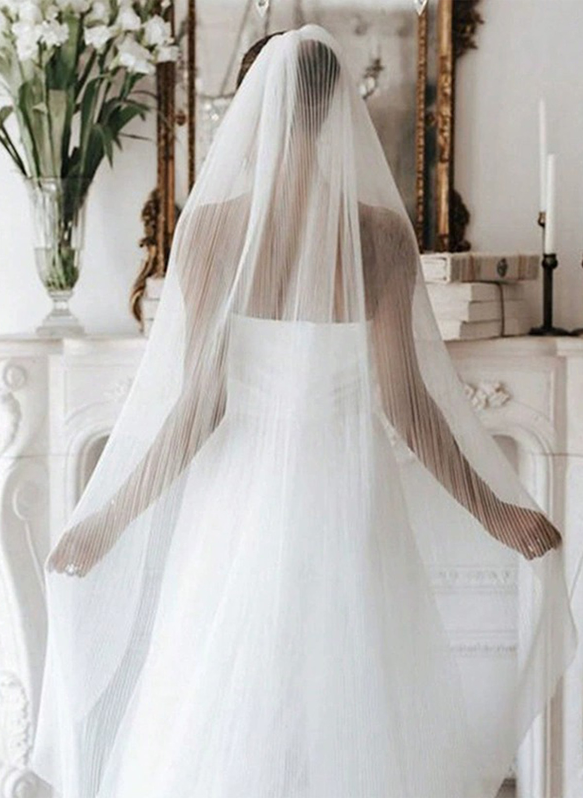 Cut Edge Simple One-Tier Tulle Waltz Bridal Veils
