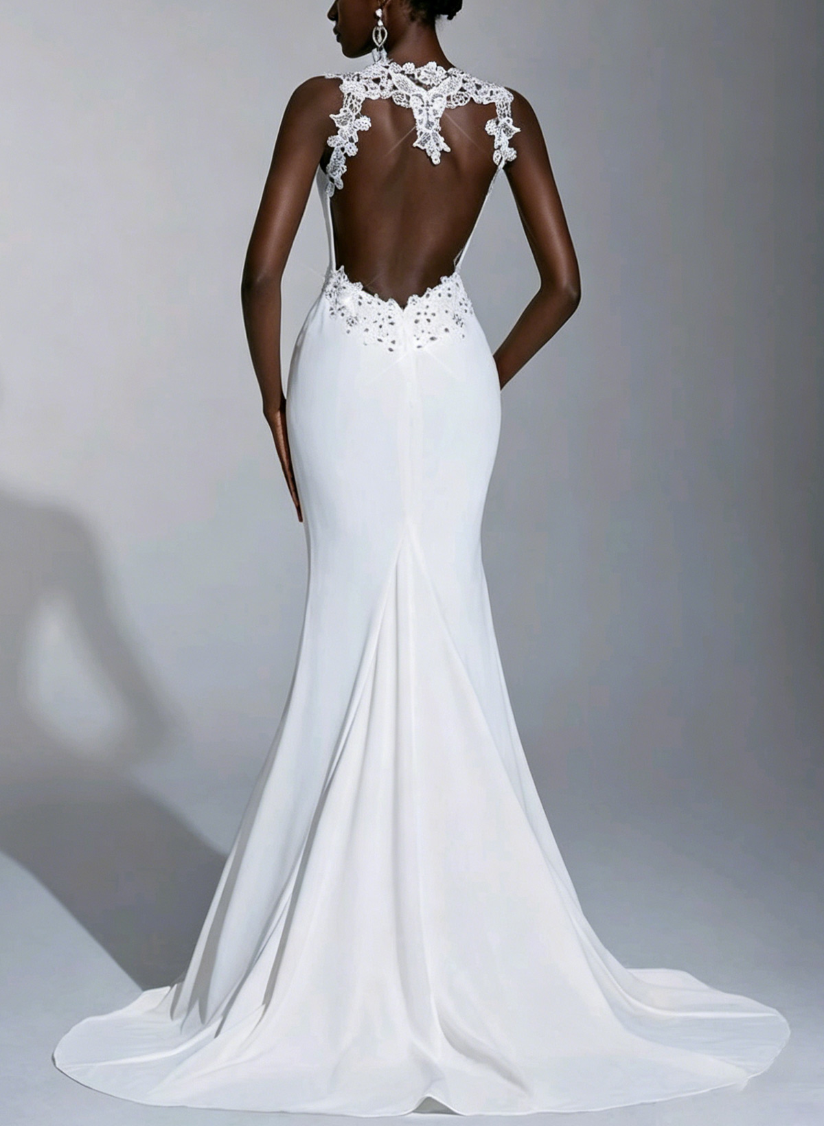 Trumpet/Mermaid Sweetheart Sleeveless Sweep Train Lace/Elastic Satin Bride Wedding Dress With Appliques Lace