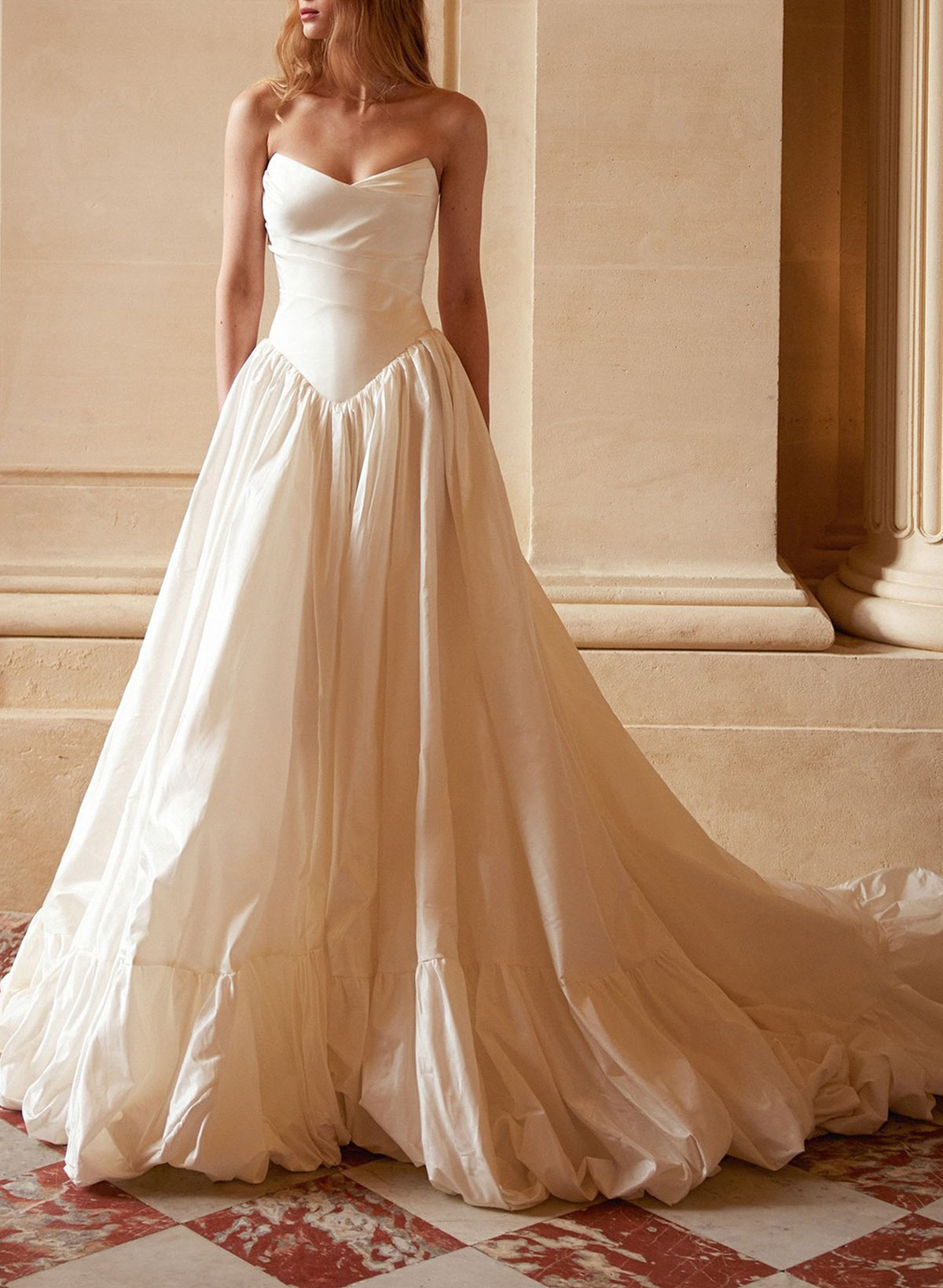 Ball-Gown Strapless Sleeveless Royal Taffeta Wedding Dresses