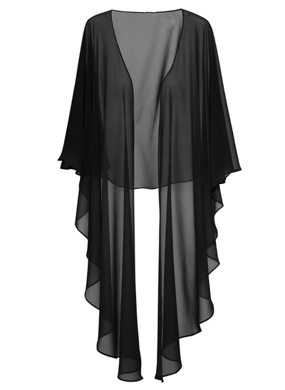 Open Front Chiffon Shawl