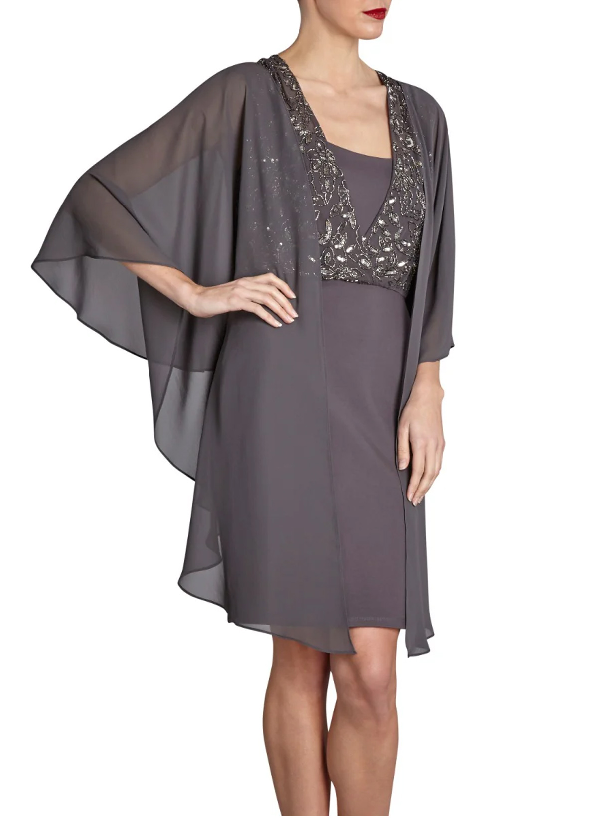 Open Front Chiffon Shawl