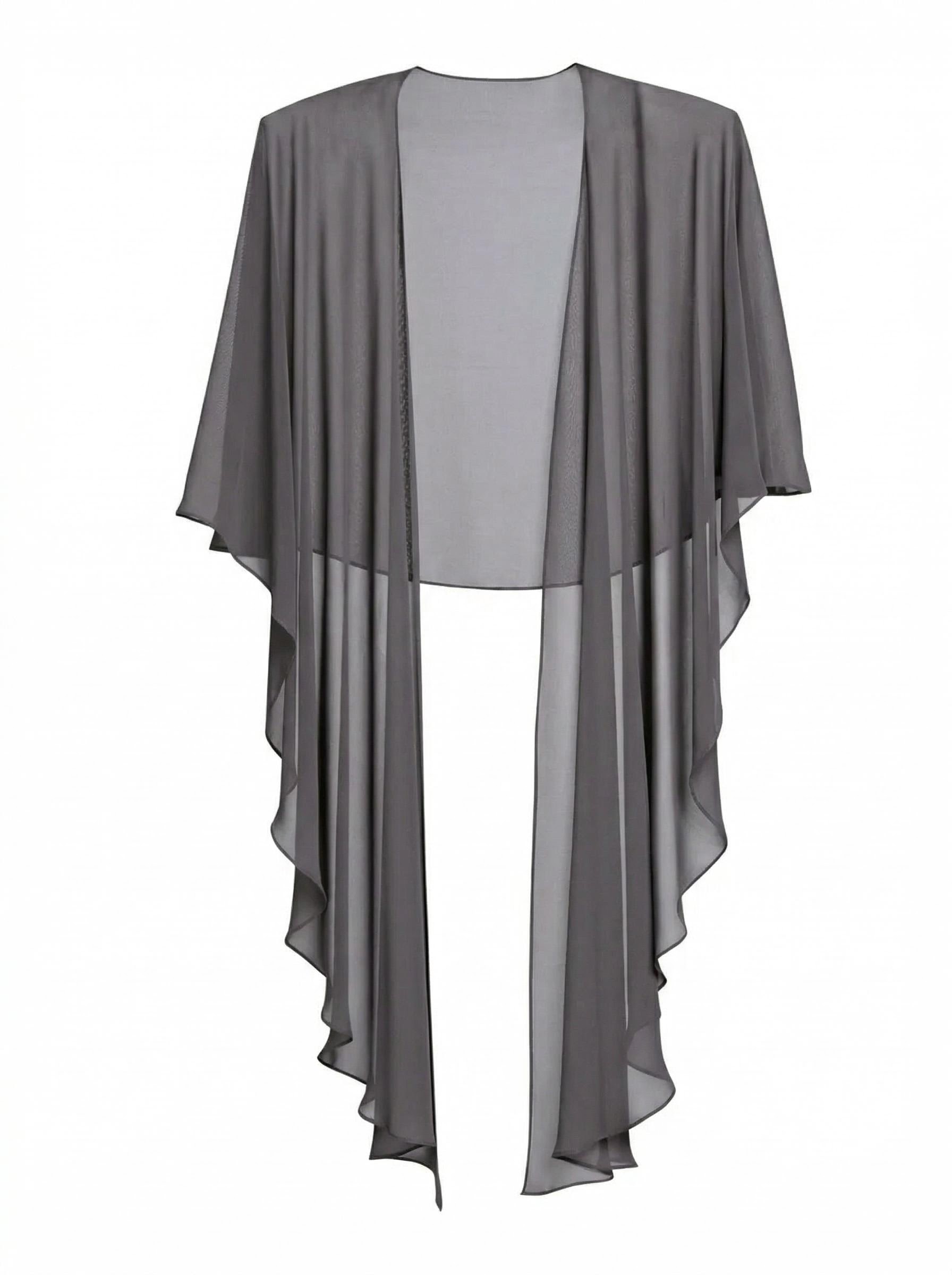 Open Front Chiffon Shawl