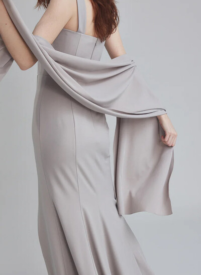 Open Front Elastic Satin Shawl