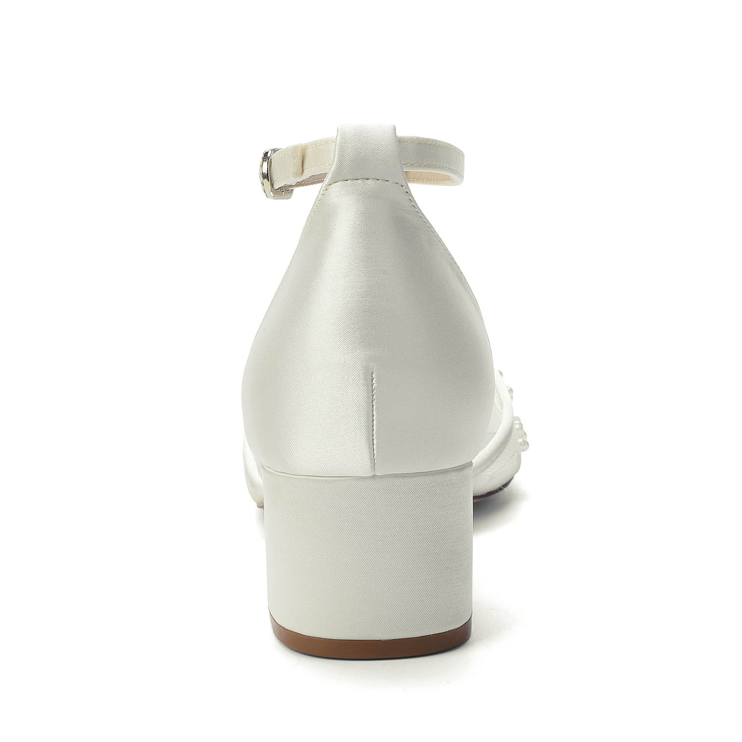 Low Heel Lace/Silk Like Satin Open Toe Wedding Shoes With Imitation Pearl/Flower