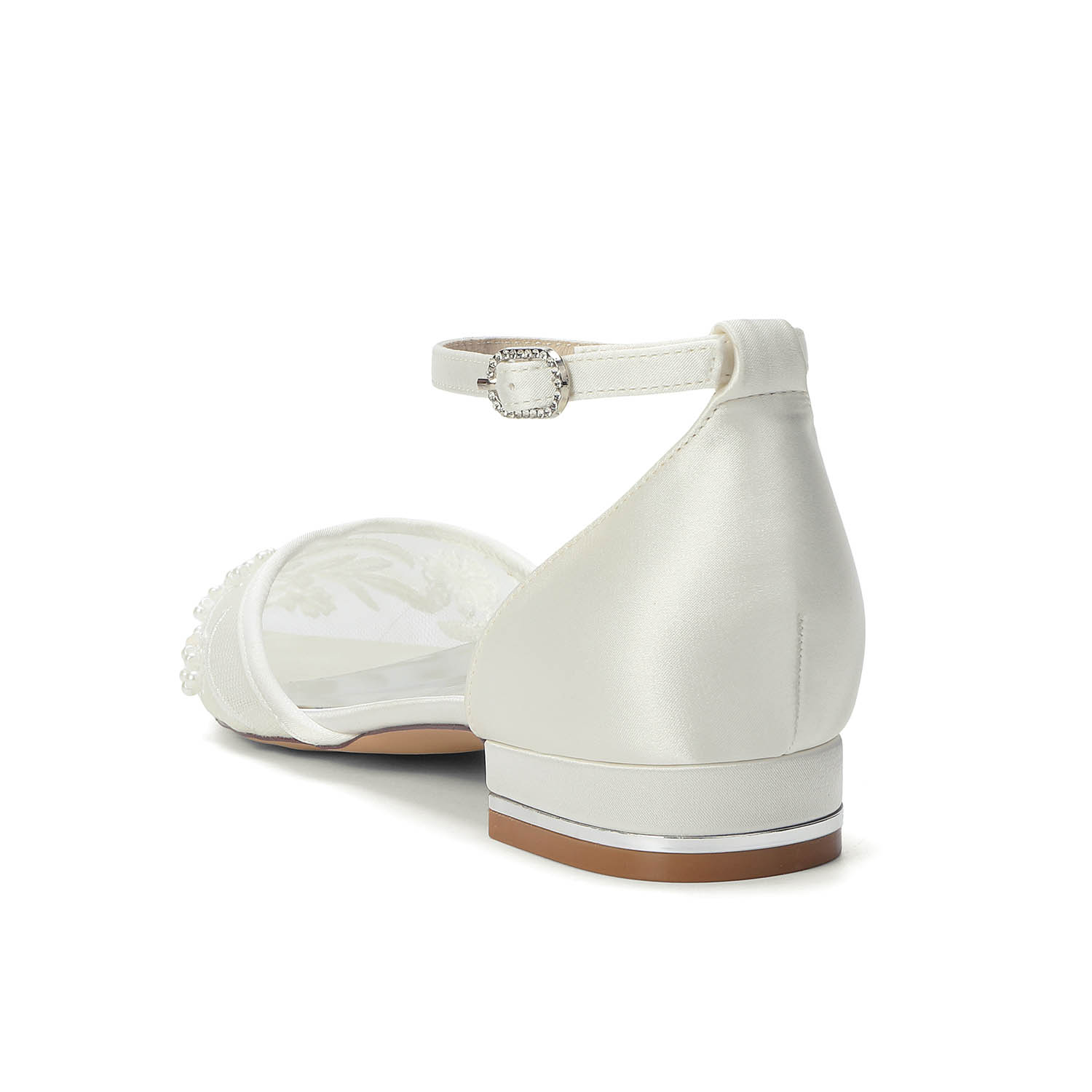 Flat Heel Lace/Silk Like Satin Point Toe Wedding Shoes With Imitation Pearl/Flower/Beading
