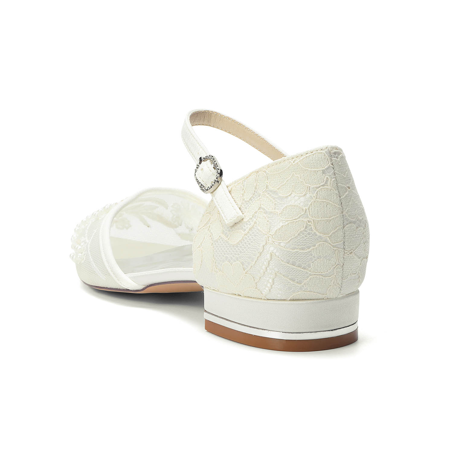 Flat Heel Lace/Silk Like Satin Point Toe Wedding Shoes With Imitation Pearl/Flower/Beading