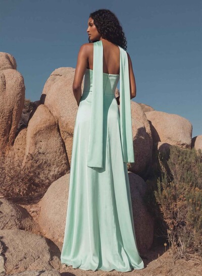Elegant A-Line Sweetheart Sleeveless Sweep Train Satin Bridesmaid Dresses
