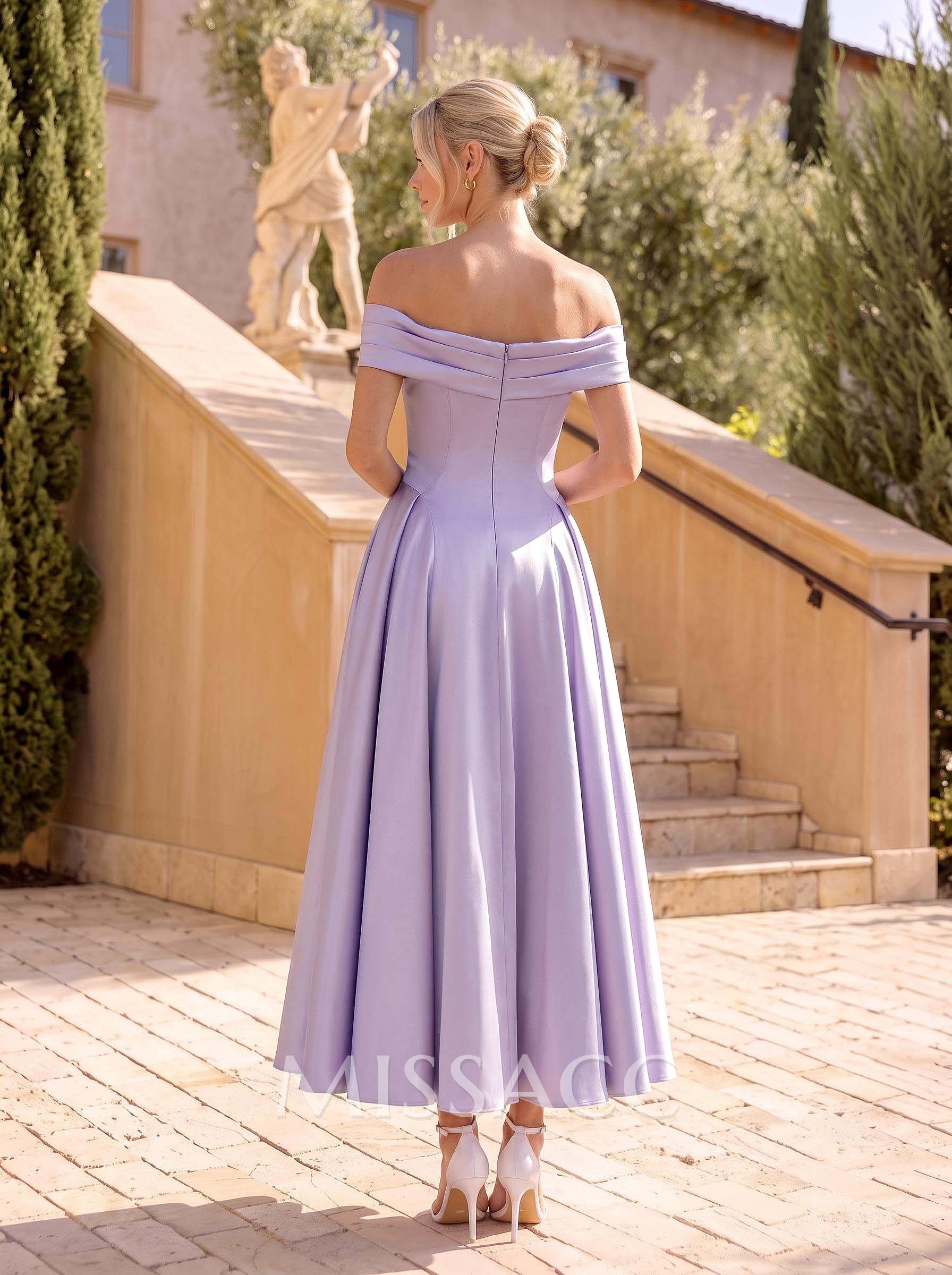 Elegant A-Line Off-The-Shoulder Sleeveless Ankle-Length Satin Bridesmaid Dresses