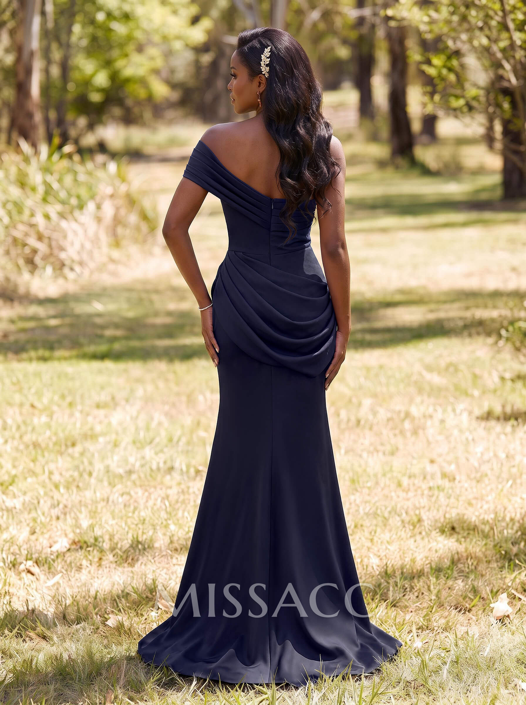 Trumpet/Mermaid One-Shoulder Sleeveless Sweep Train Elastic Satin Bridesmaid Dresses With Pleated