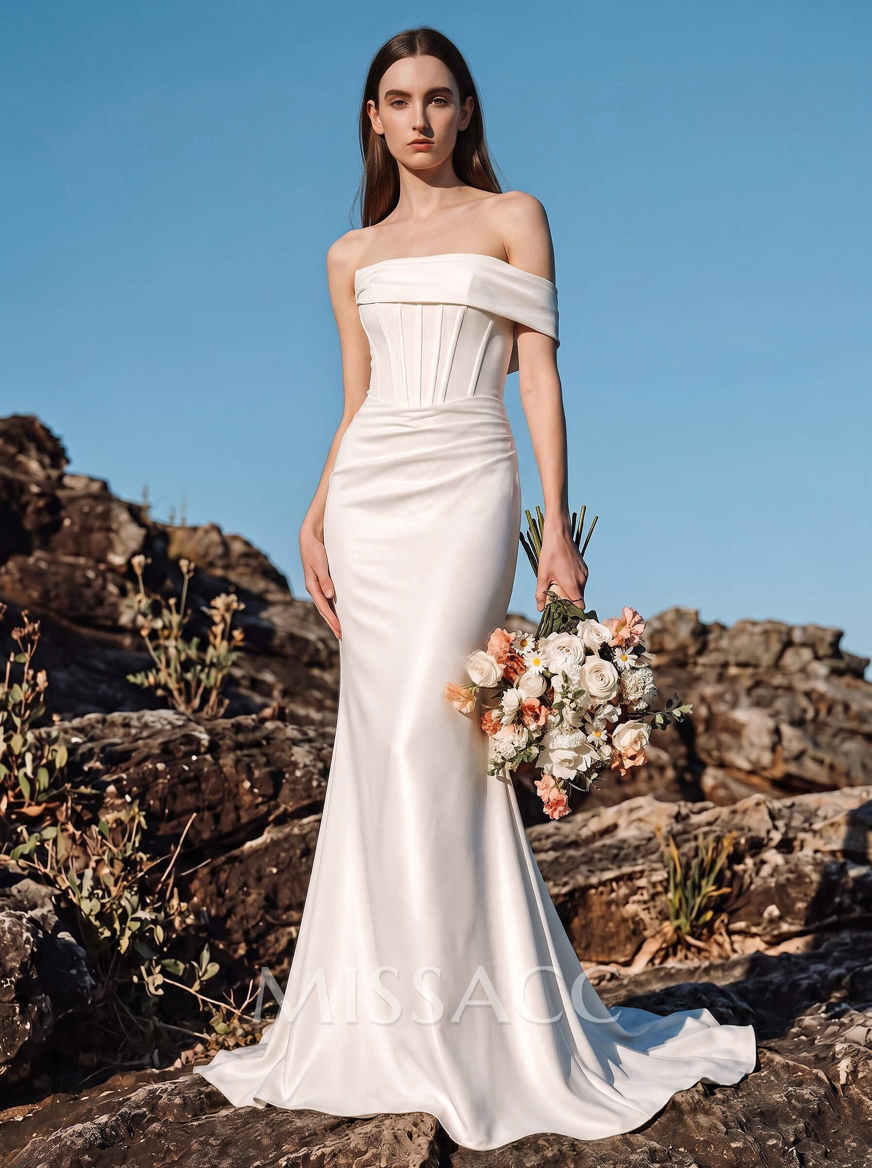 Trumpet/Mermaid One-Shoulder Sleeveless Chapel Train Stretch Satin Bridesmaid Dresses