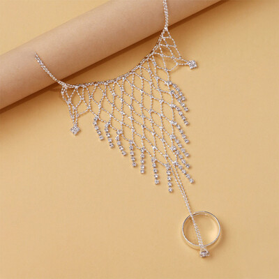 Mesh Crystal Hand Chain Ring Bracelets