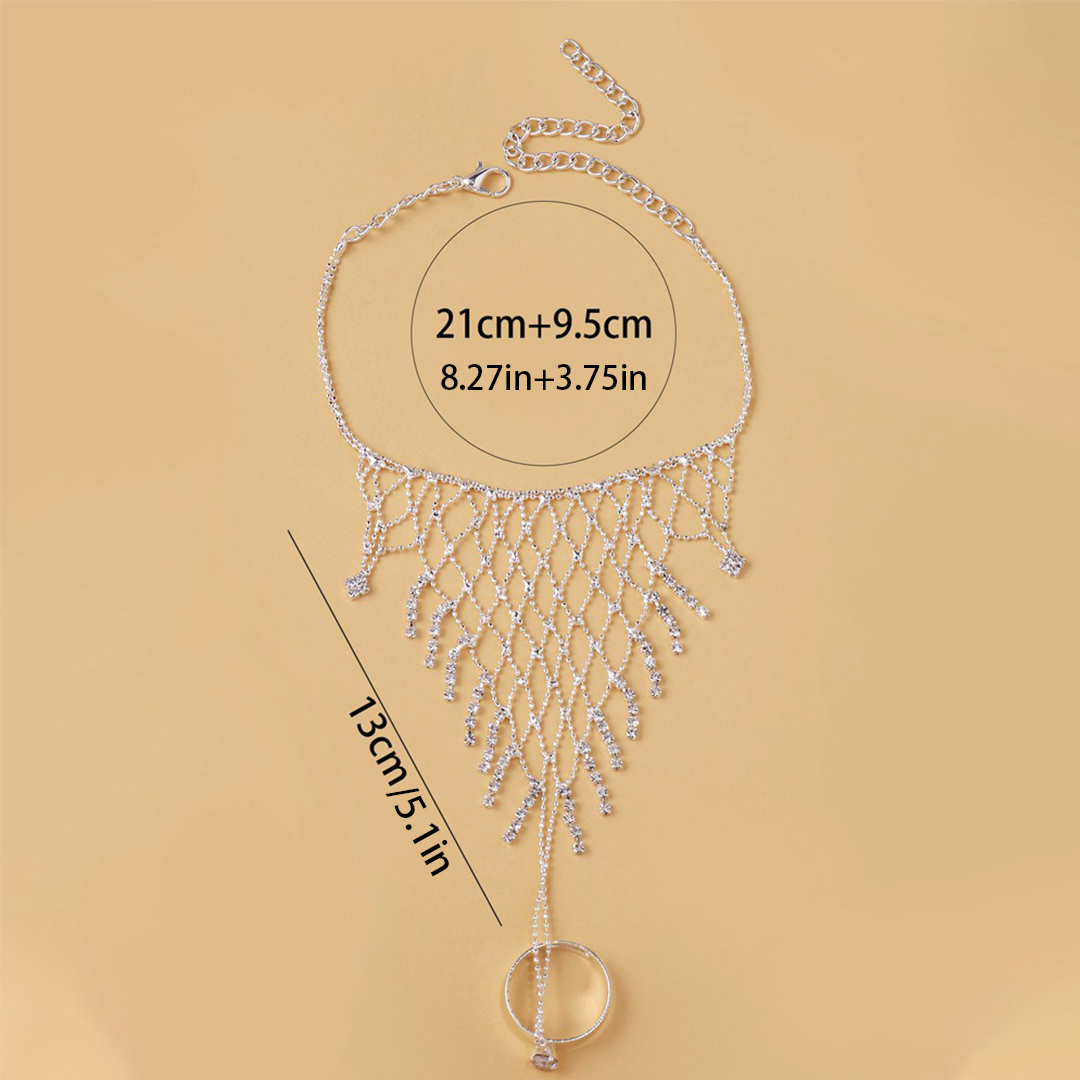 Mesh Crystal Hand Chain Ring Bracelets