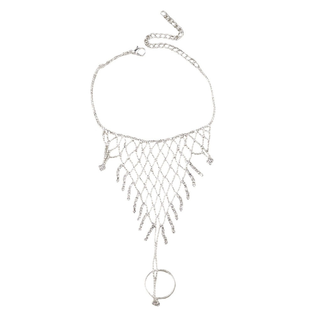 Mesh Crystal Hand Chain Ring Bracelets