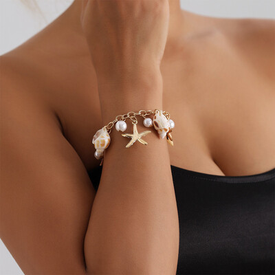 Ocean Shell Sea Snail Star Pendant Bracelet