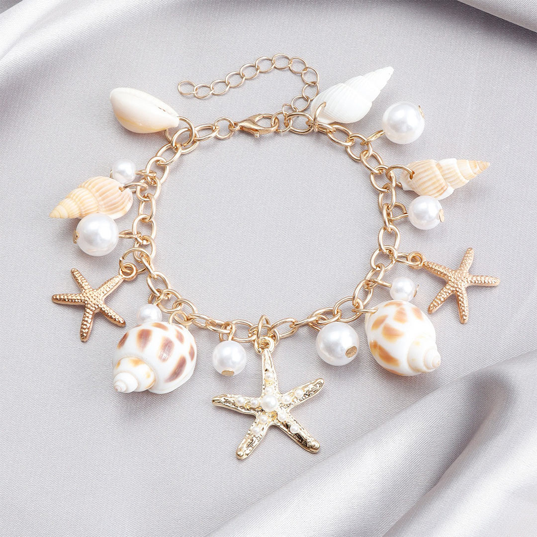 Ocean Shell Sea Snail Star Pendant Bracelet