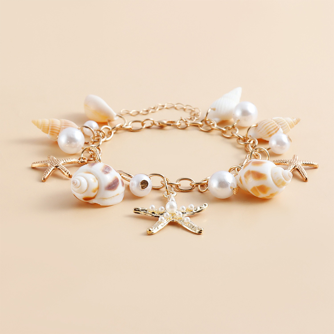 Ocean Shell Sea Snail Star Pendant Bracelet