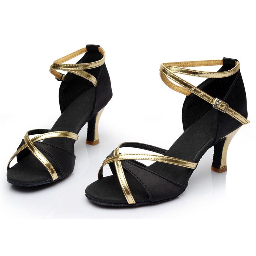 Open Toe Buckle Dance Shoes With Kitten Heel/Ankle Strap Heel