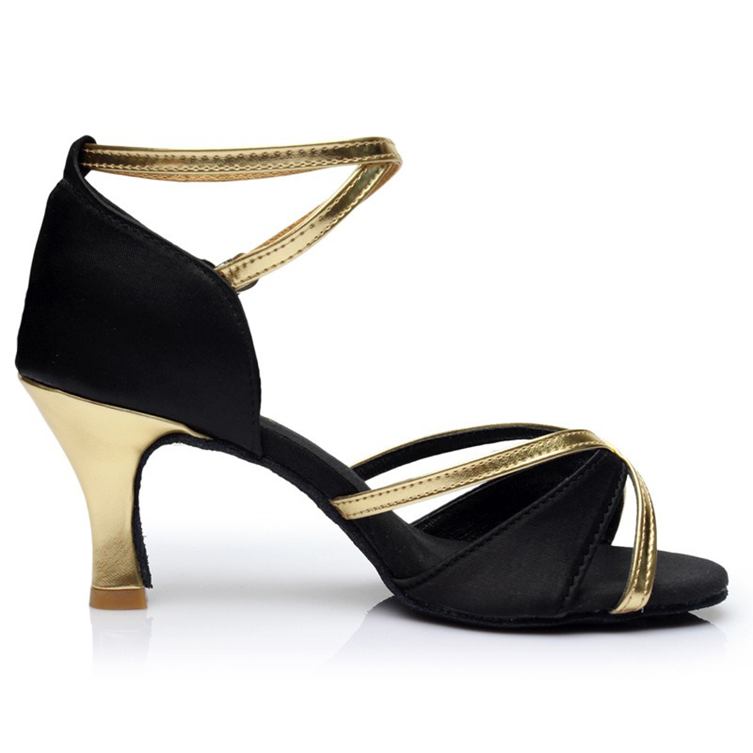 Open Toe Buckle Dance Shoes With Kitten Heel/Ankle Strap Heel