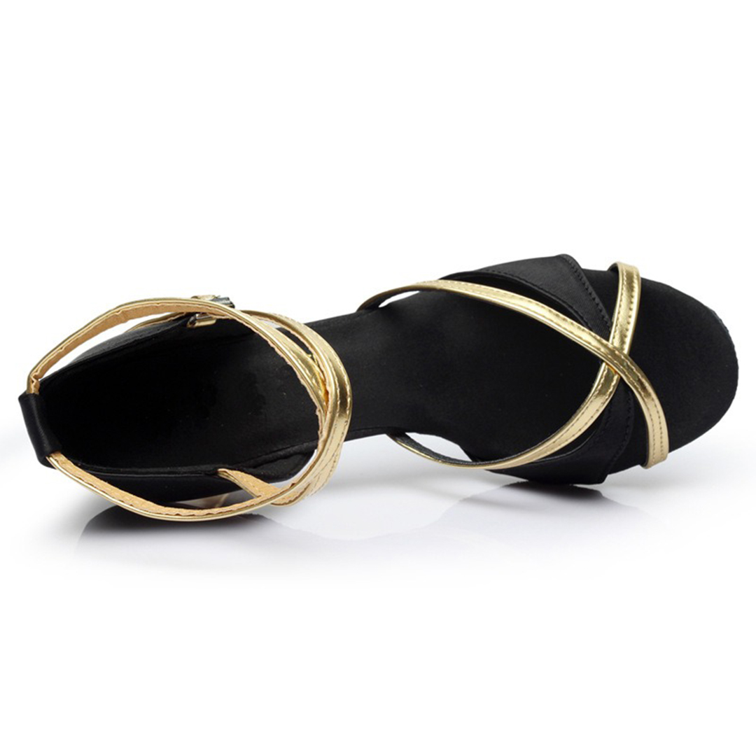 Open Toe Buckle Dance Shoes With Kitten Heel/Ankle Strap Heel