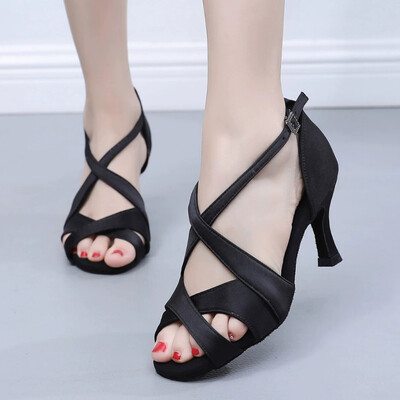 Peep Toe Buckle Dance Shoes With High Heel