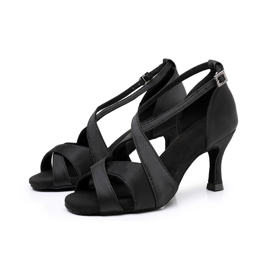 Peep Toe Buckle Dance Shoes With High Heel