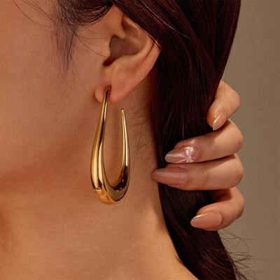 Alloy Hollow U-Shape Hoop Earrings