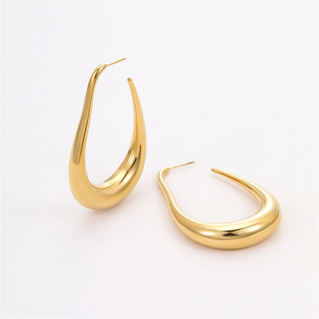 Alloy Hollow U-Shape Hoop Earrings