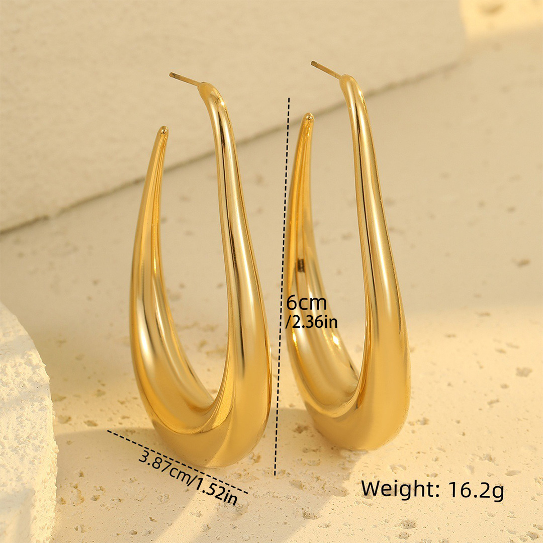 Alloy Hollow U-Shape Hoop Earrings