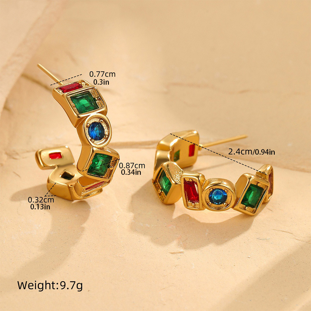 Retro Colored Zircon Earrings