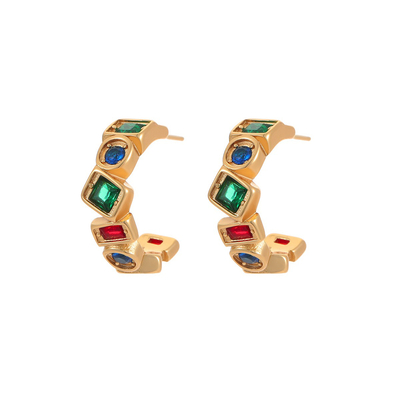 Retro Colored Zircon Earrings