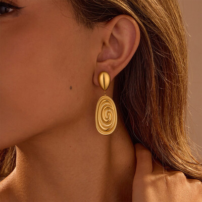 Personalized Oval Conch Drop Earrings