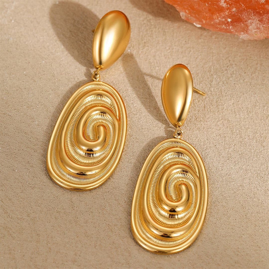 Personalized Oval Conch Drop Earrings