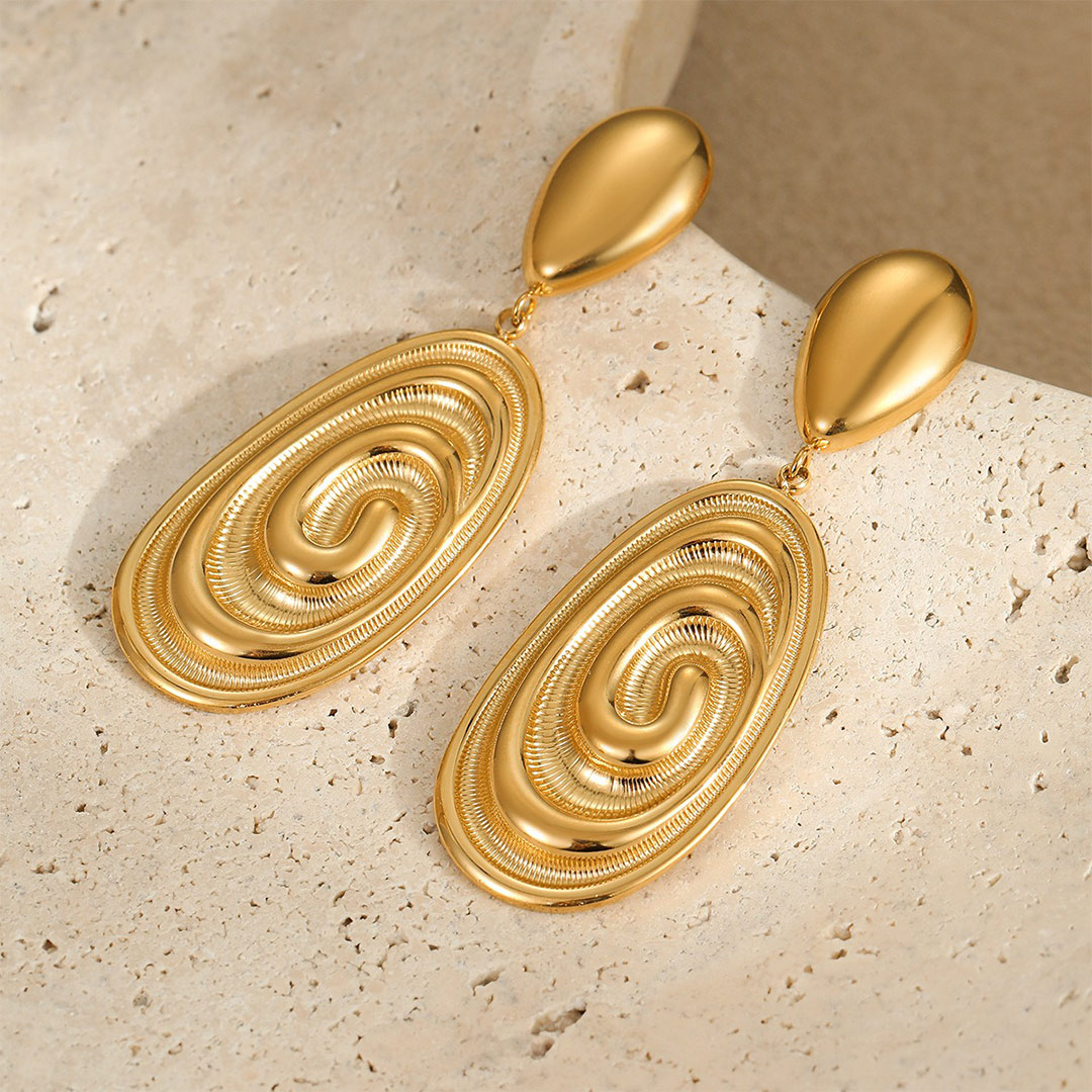 Personalized Oval Conch Drop Earrings