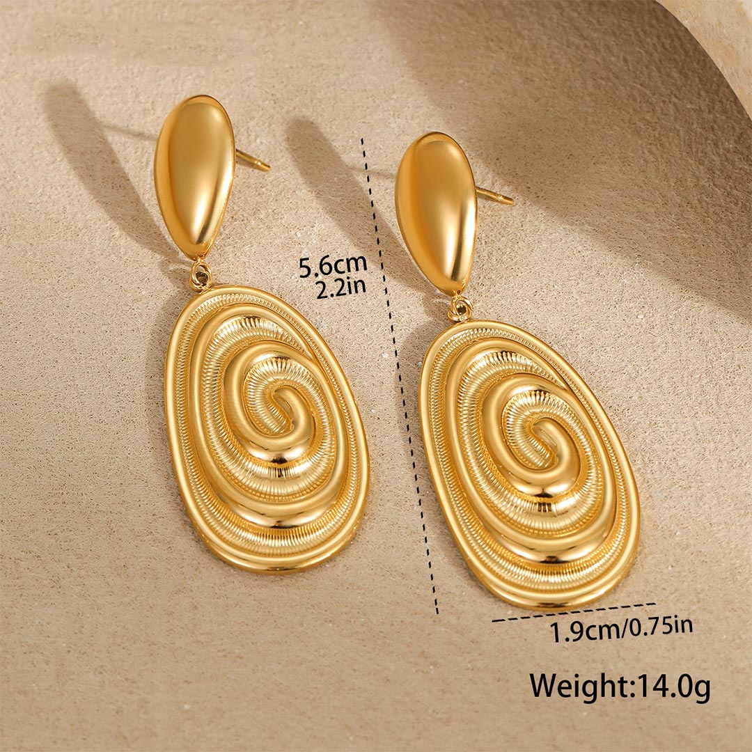 Personalized Oval Conch Drop Earrings